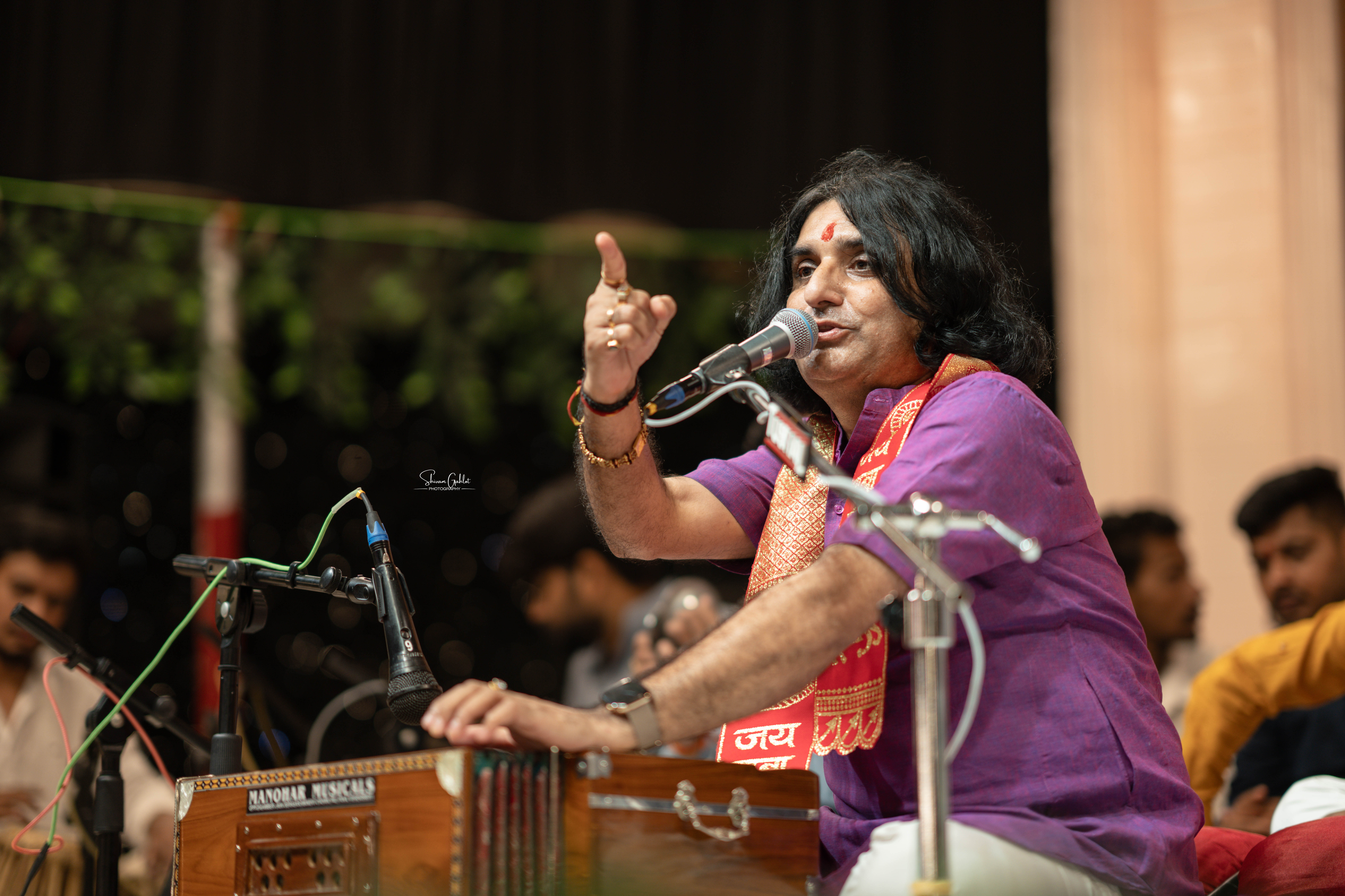 guitarist silhouette in stage lights