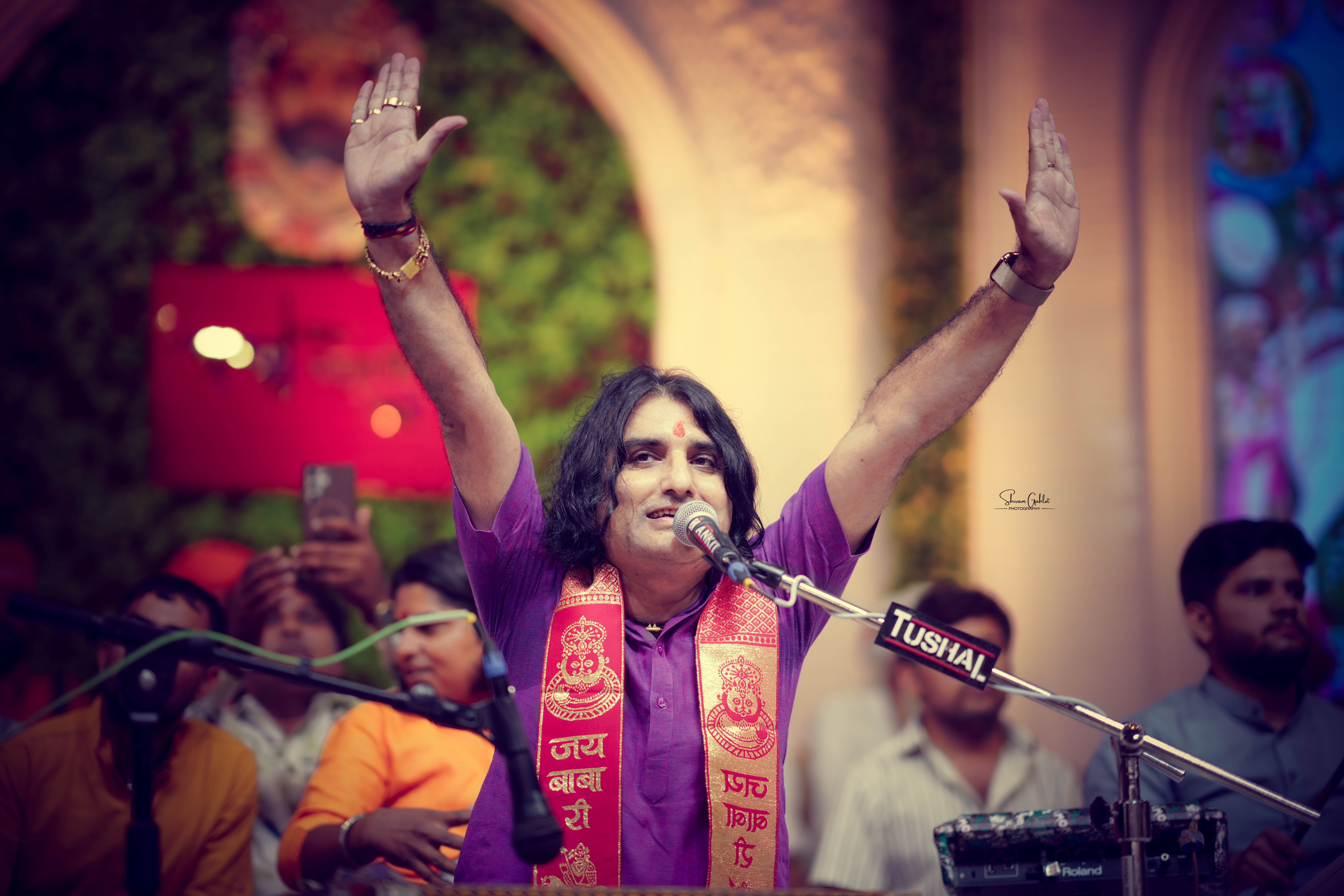 guitarist silhouette in stage lights